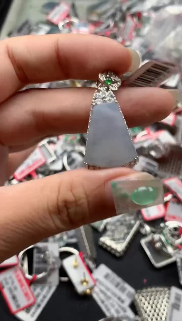 银S925镶嵌戒指翡翠天然A货缅甸翡翠