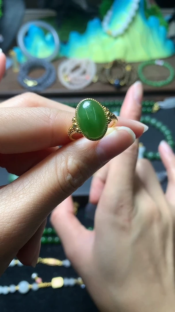 【闪购商品】和田玉戒指银S925镶嵌戒指