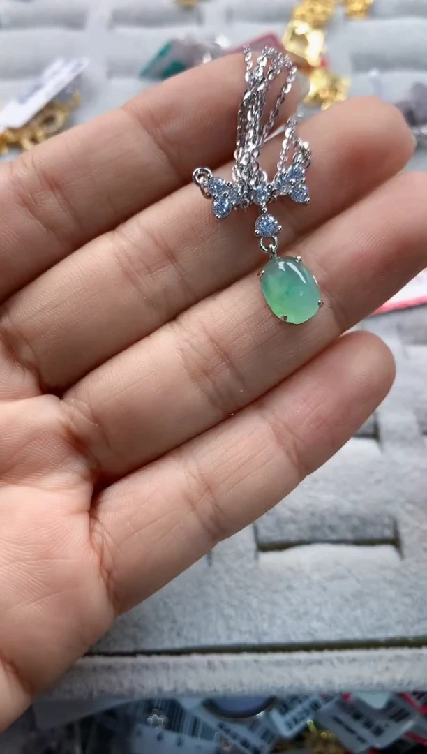银S925镶嵌戒指翡翠12      1
