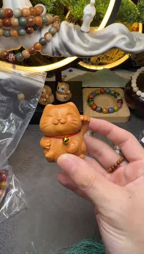 破布木（黄金檀）手串/手链黄金檀猫猫挂件