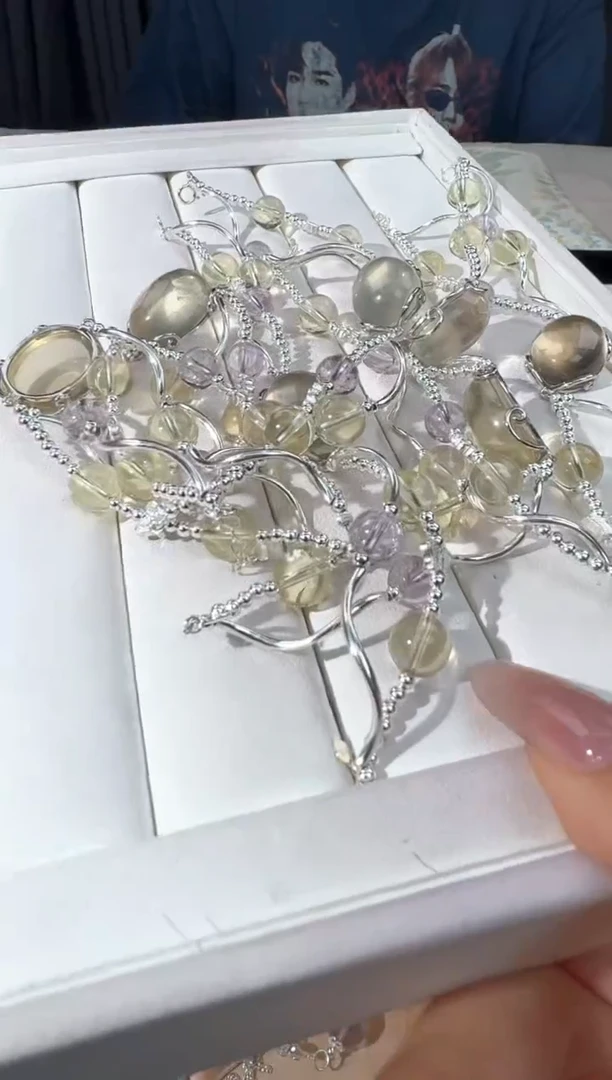 水晶手链银S925镶嵌黄水蛋面镶嵌款发货多样性发其一