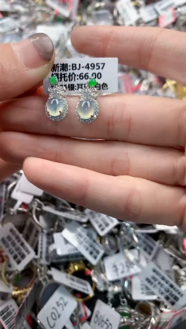 银S925镶嵌戒指翡翠10-10 4