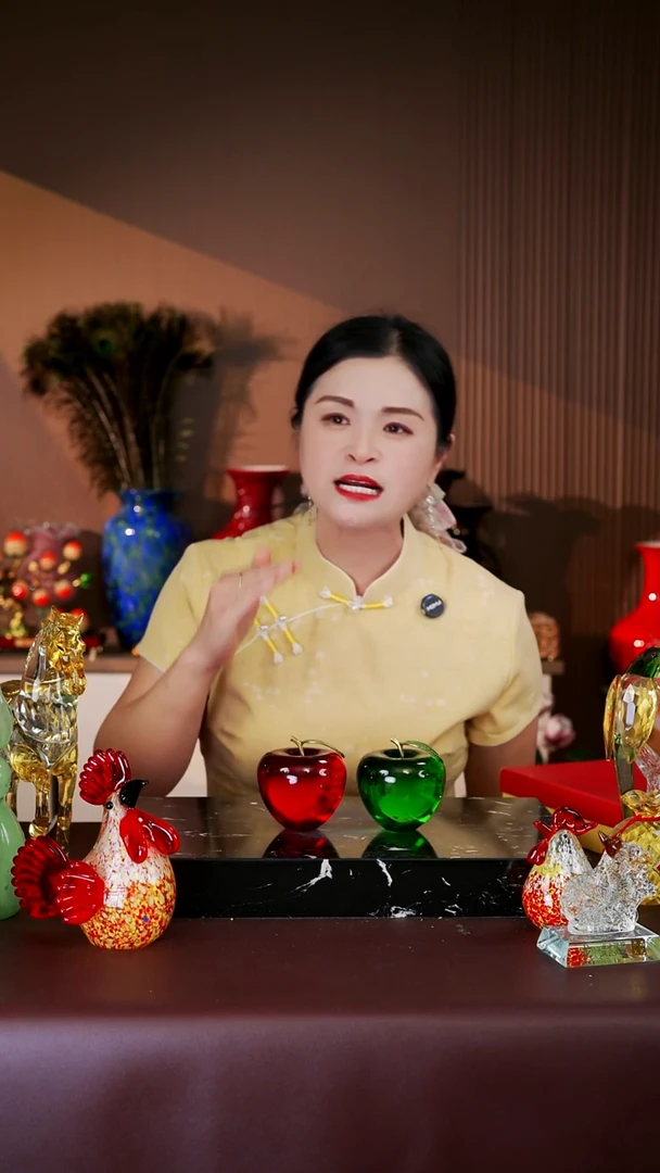 玻璃宇花媛水晶琉璃外贸花瓶H-3苹果一对