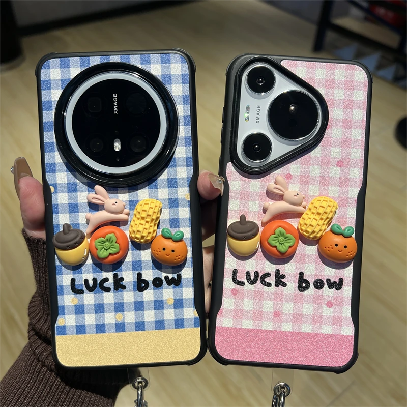 适用华为mate70/60pro+手机壳格纹立体好事发生pura70/p60男女款