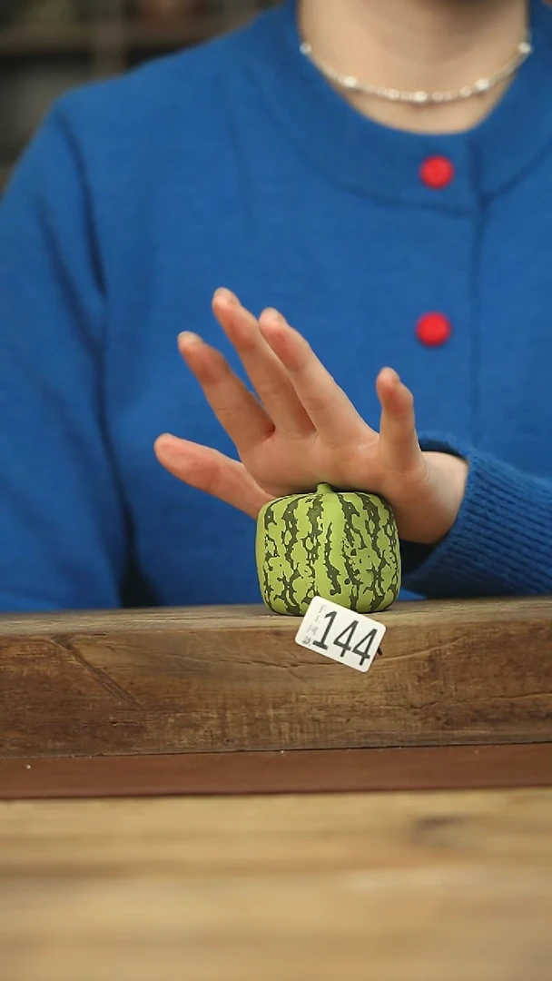 设计师手作款 紫砂西瓜盖置 香插 摆件