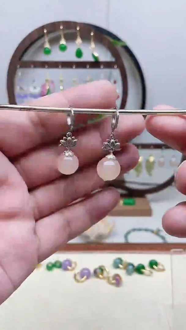 和田玉银S925镶嵌耳饰79号