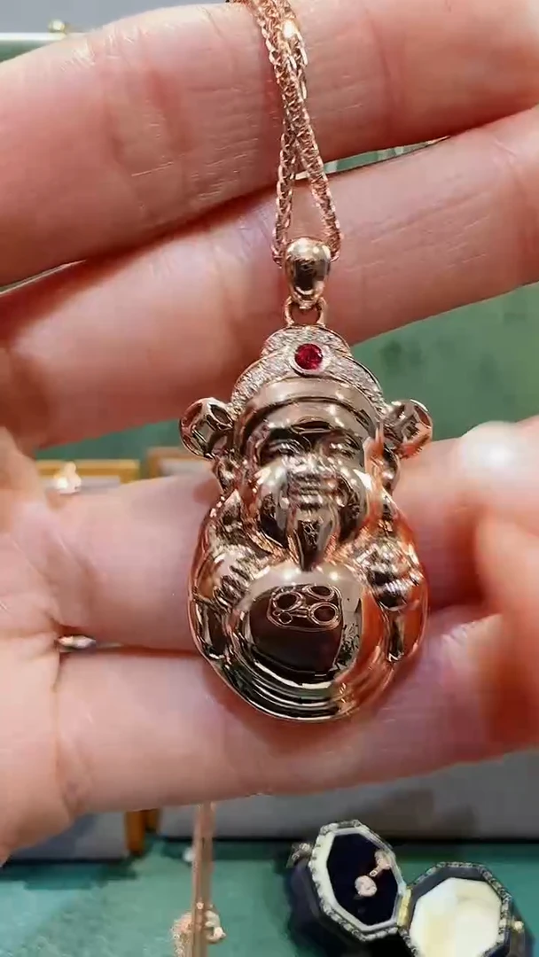 【闪购商品】钻石吊坠(不含链)18K金镶嵌18K金钻石财神吊坠