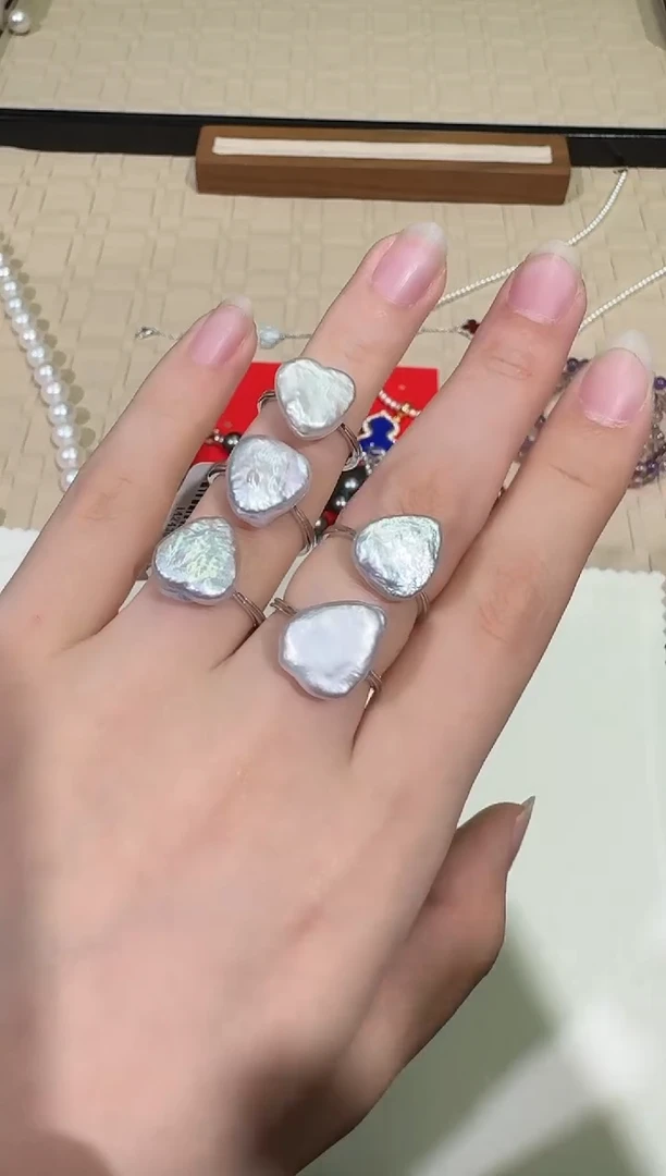 【闪购商品】淡水珍珠戒指银S925镶嵌X0204-523-96多样性一件