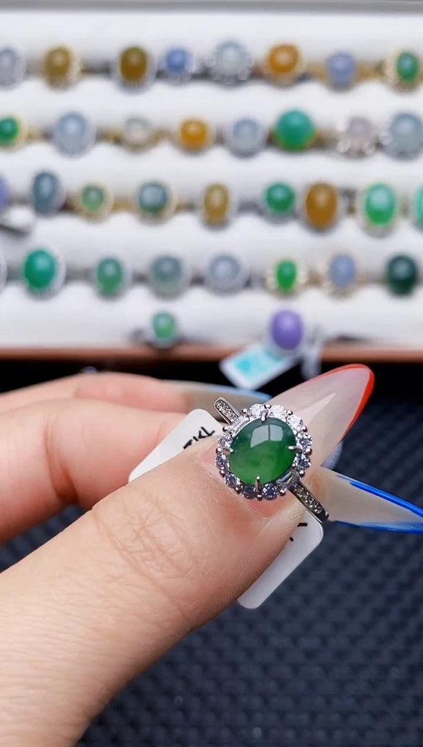 银S925镶嵌戒指翡翠4335