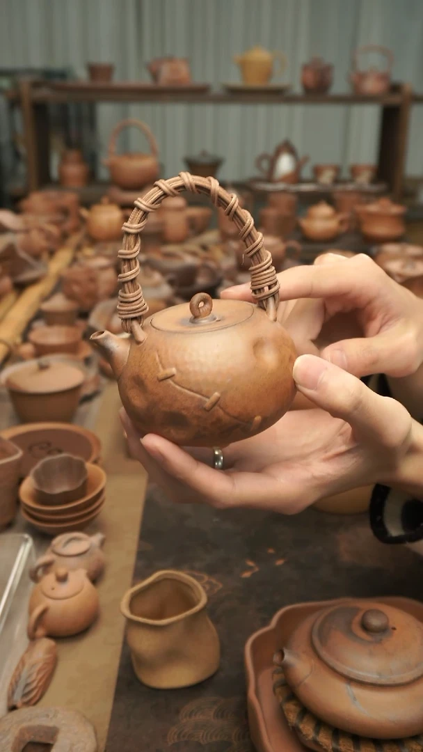 老岩泥原矿料老岩泥  手捏锯钉提梁壶200ml