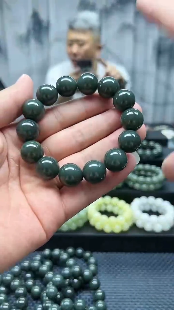 手串未镶嵌和田玉且末蓝卡16纯天然拍一发一