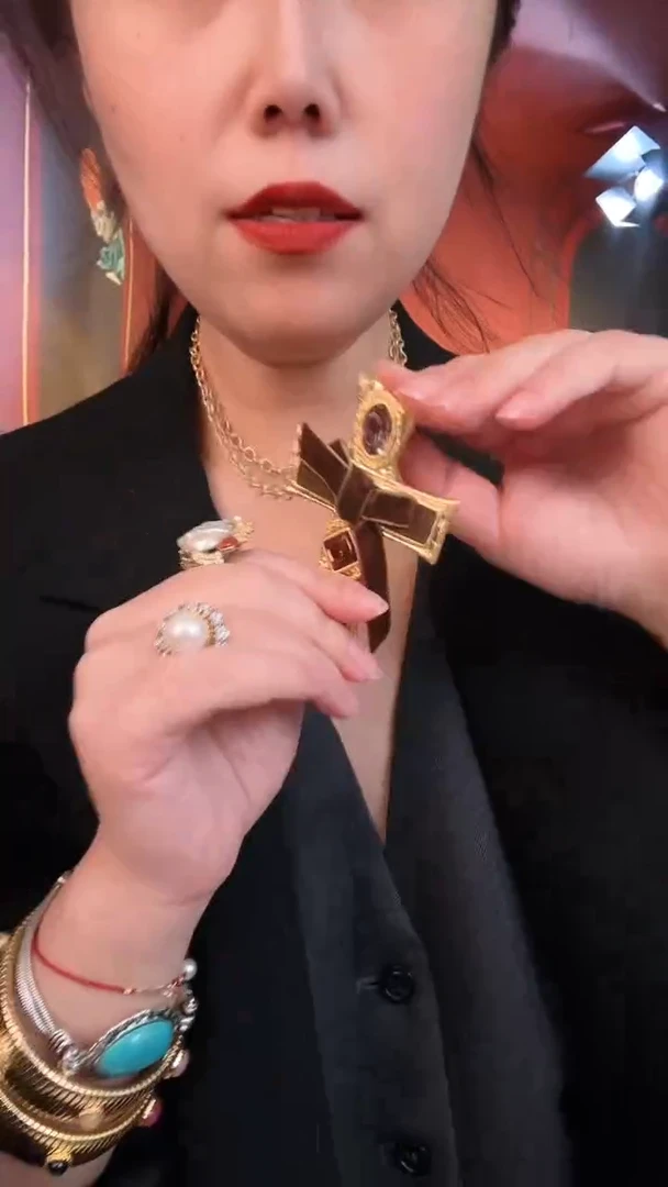 合金无合金复古百搭丝绒十字胸针