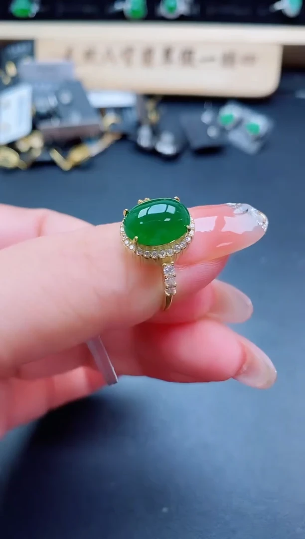银S925镶嵌戒指翡翠1