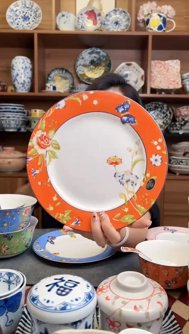 瓷片小屋花园系列温莎 橙色 盘子