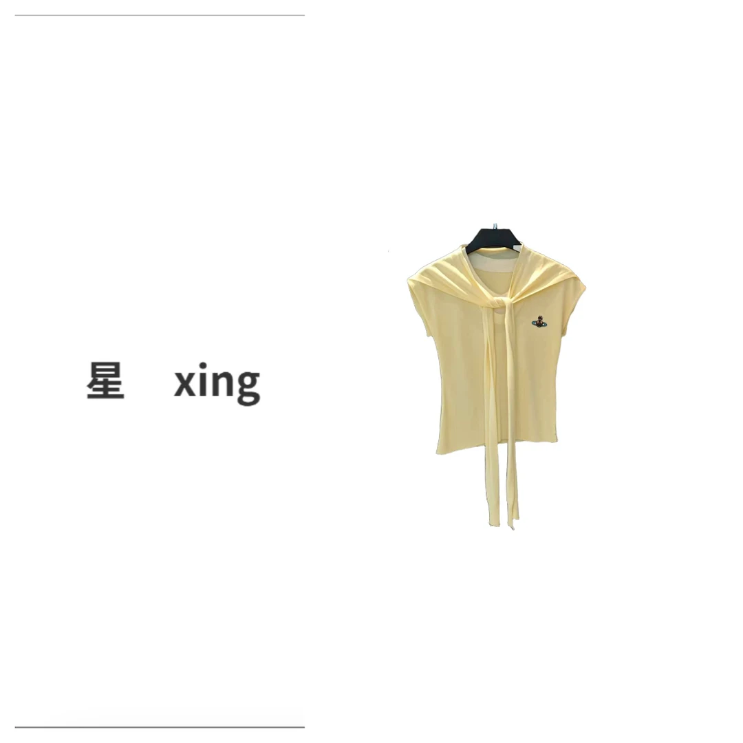 064土星夏装新款薄款V领针织显瘦百搭针织上衣带披肩54194