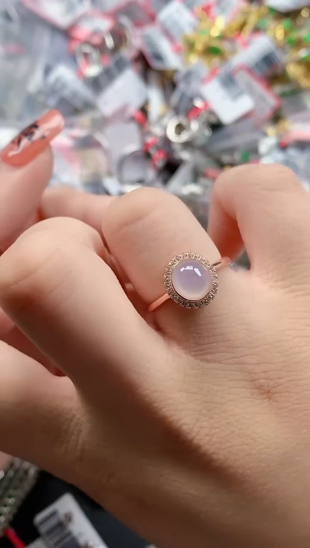 银S925镶嵌戒指翡翠天然A货缅甸翡翠