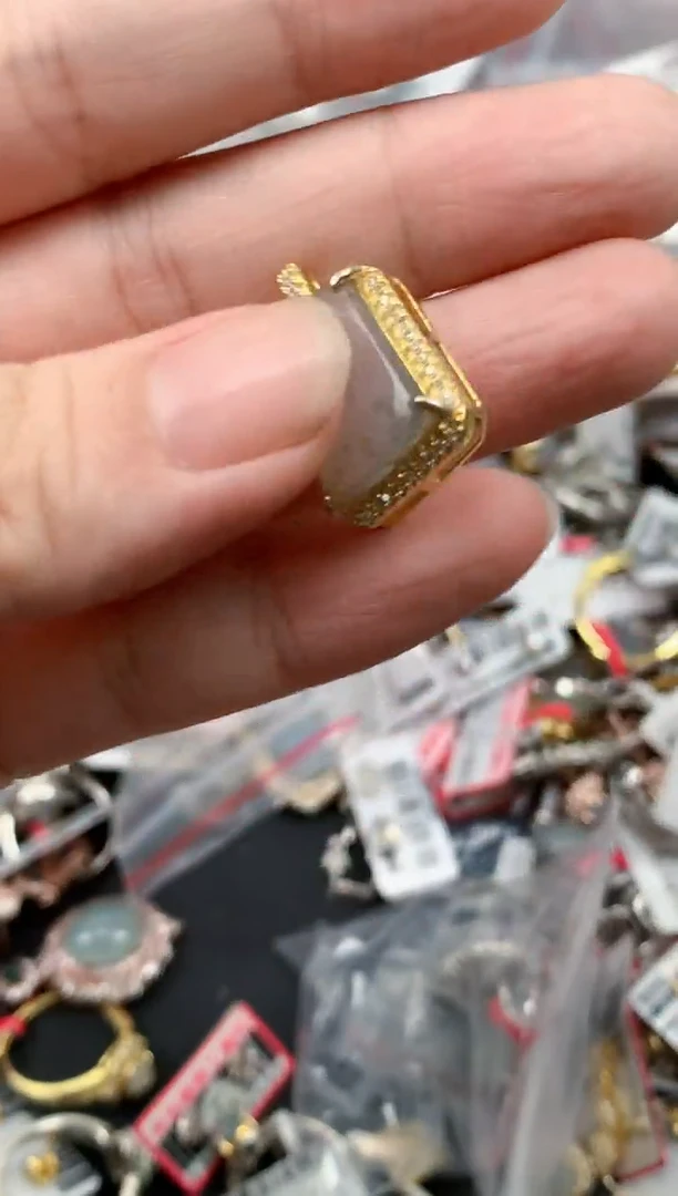 翡翠戒指银S925镶嵌天然缅甸翡翠