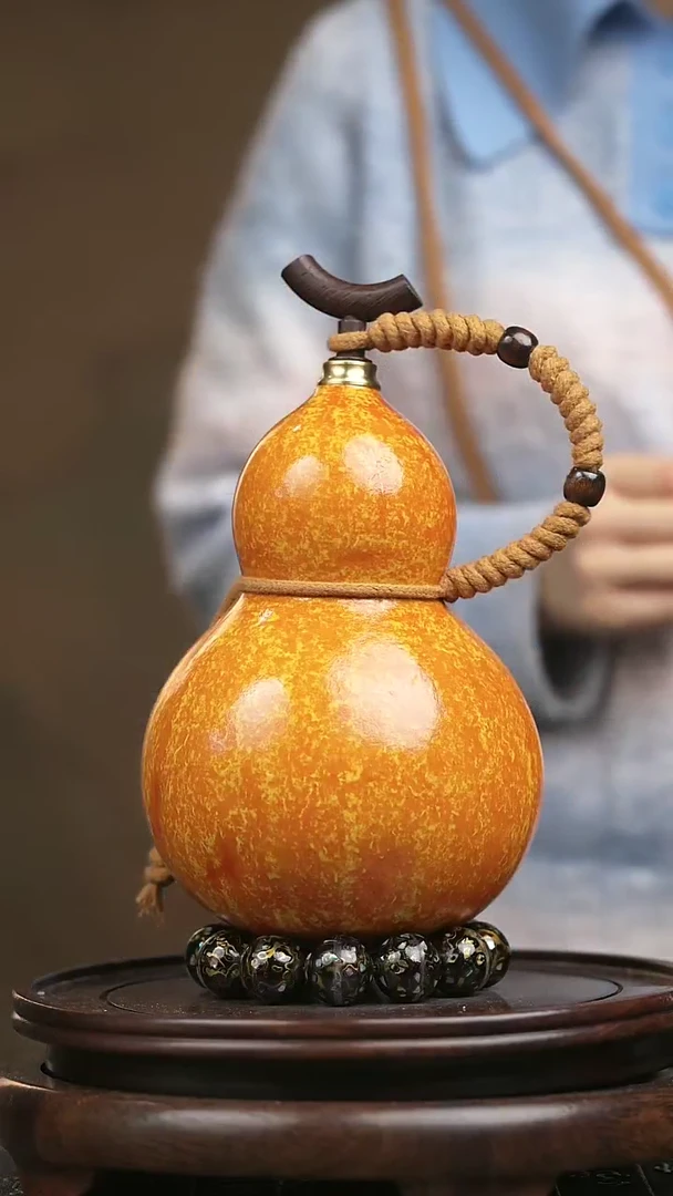 881 中药煮色 大漆葫芦水壶 送漏斗底座