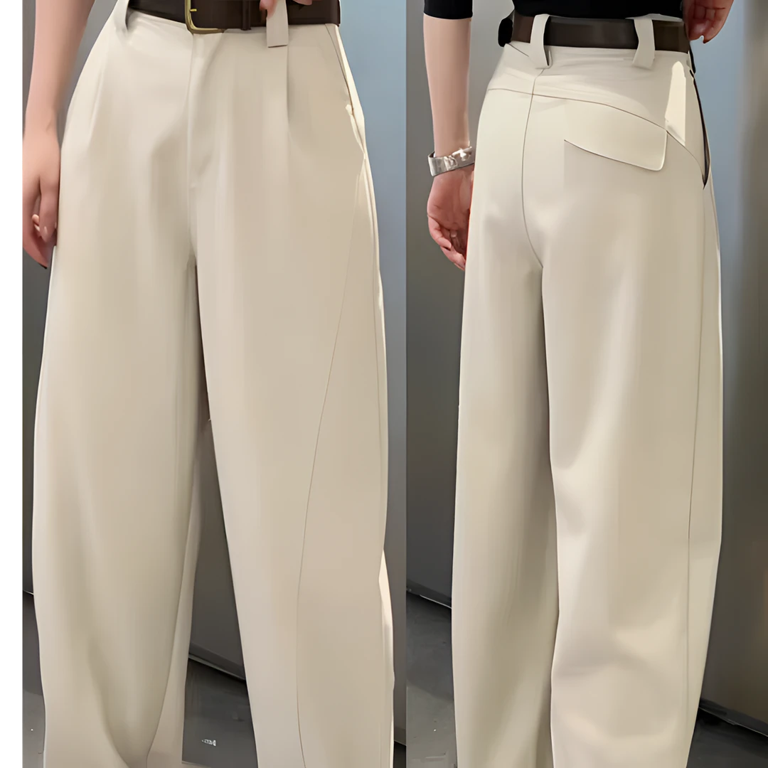 B9393秋季新款高腰宽松胖妹妹显瘦拖地香蕉裤（偏大一码）