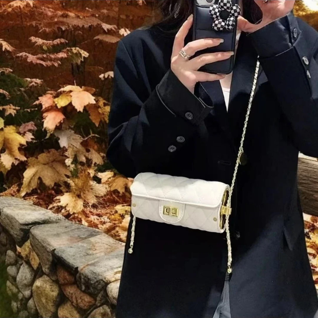 高级质感萎格小包包女2024新款时尚爆款链条斜挎包小众设计圆筒包