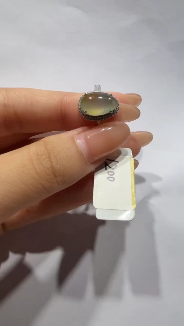 银S925镶嵌戒指翡翠925银镶缅甸A货翡翠戒指
