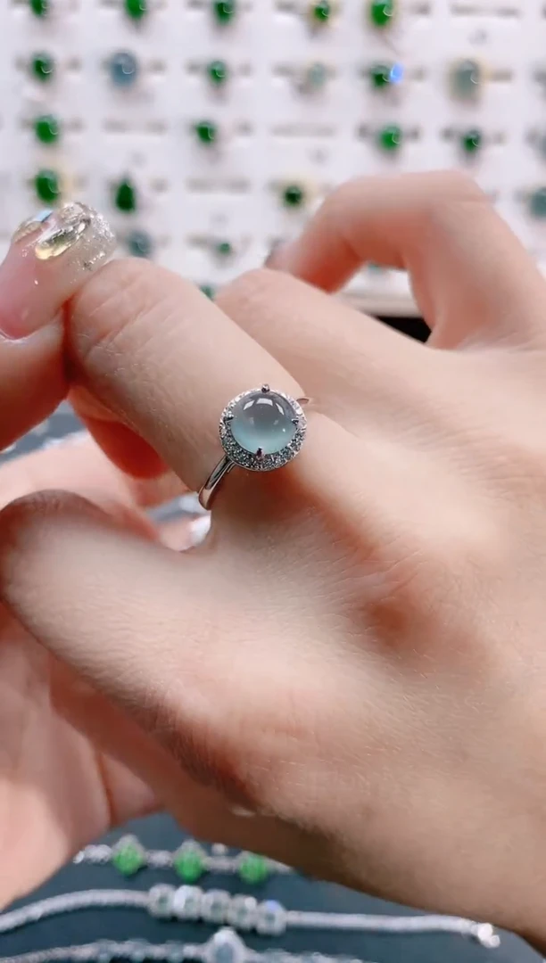 【闪购商品】翡翠戒指银S925镶嵌天然翡翠