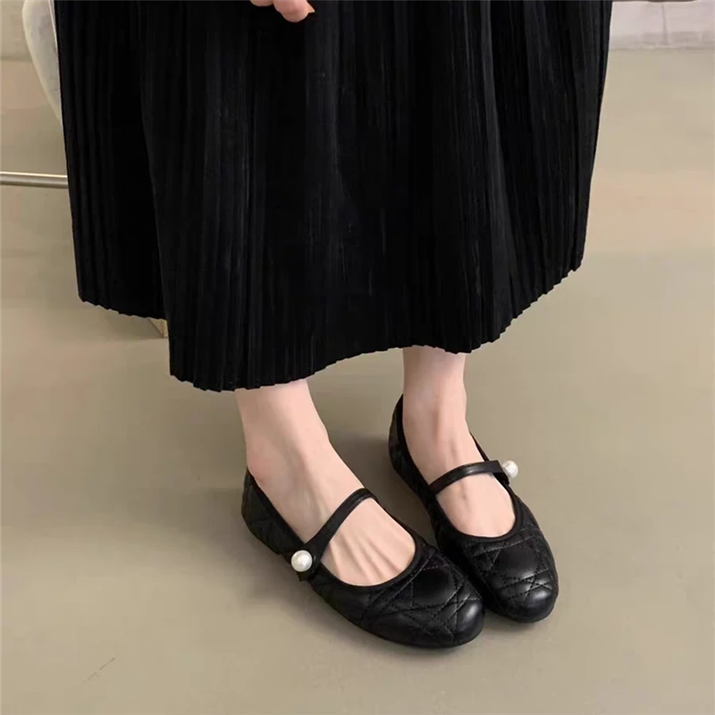 小香风女士浅口单鞋女2025春季新款法式仙女风平底玛丽珍鞋豆豆鞋