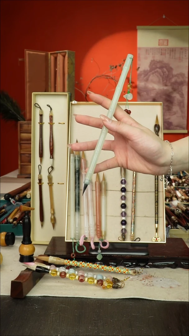 60号闪孤品高货毛笔链接 清水试笔 蘸墨不退