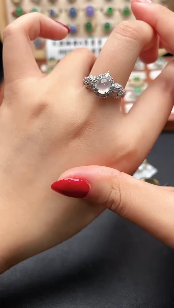 银S925镶嵌戒指翡翠一物一证一证