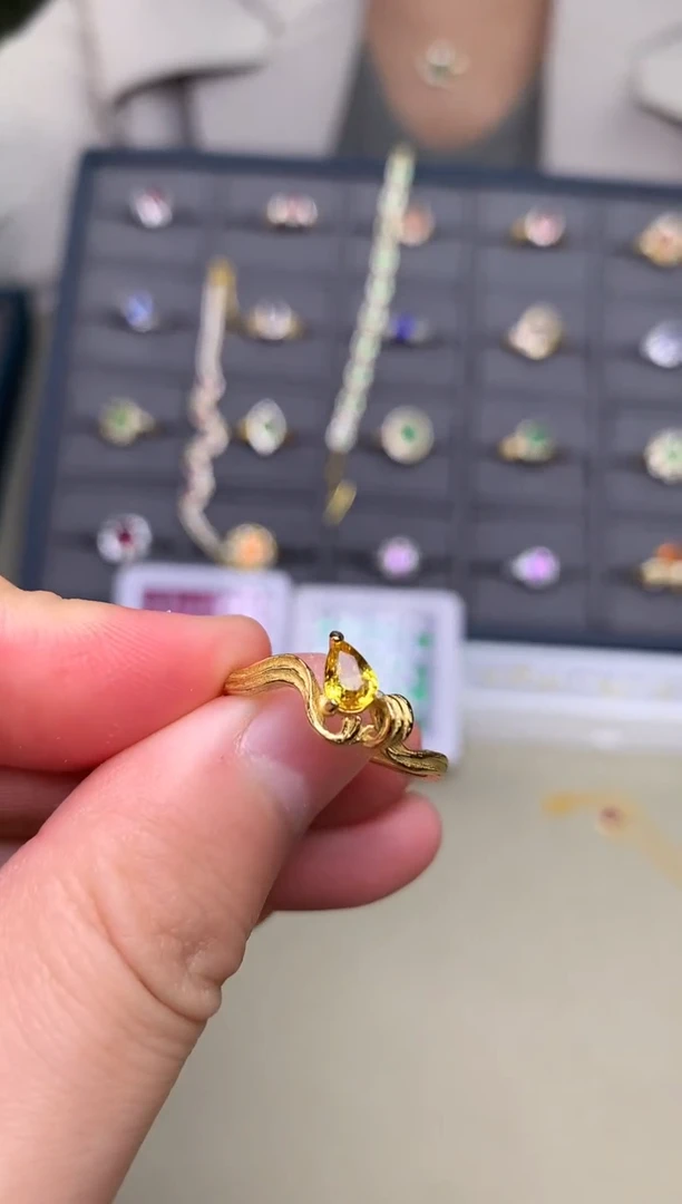 戒指蓝宝石银S925镶嵌戒指