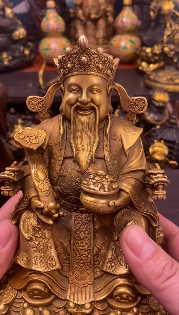 案台摆件  物品摆件 如意聚宝盆财神