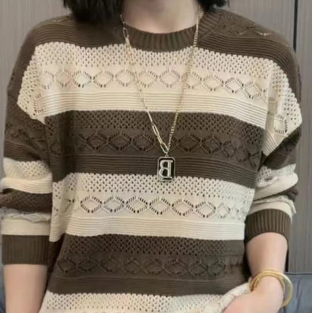 890#夏季条纹针织衫显瘦时尚百搭圆领套头2 74