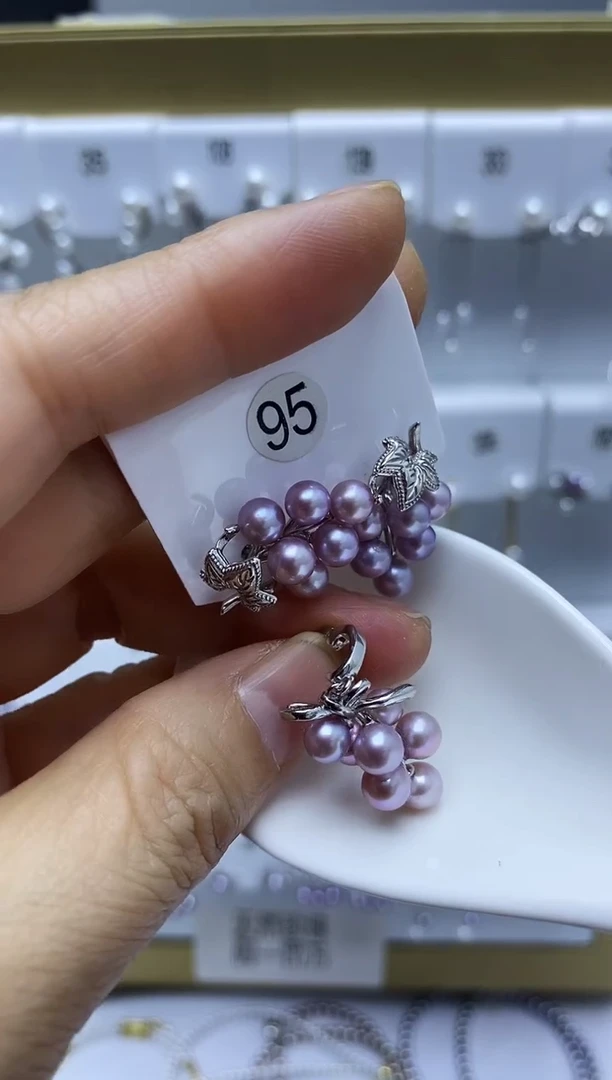 银S925镶嵌耳饰淡水珍珠95套
