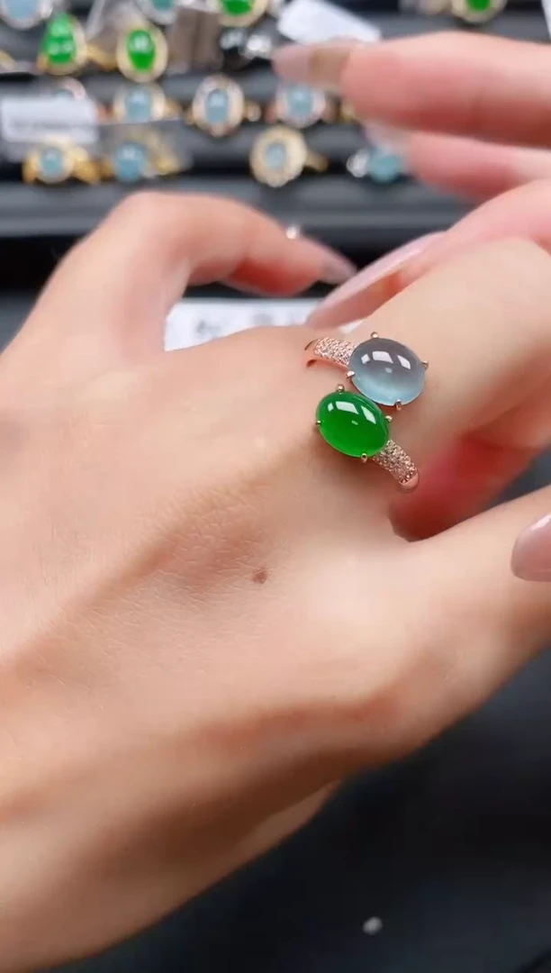 银S925镶嵌戒指翡翠111