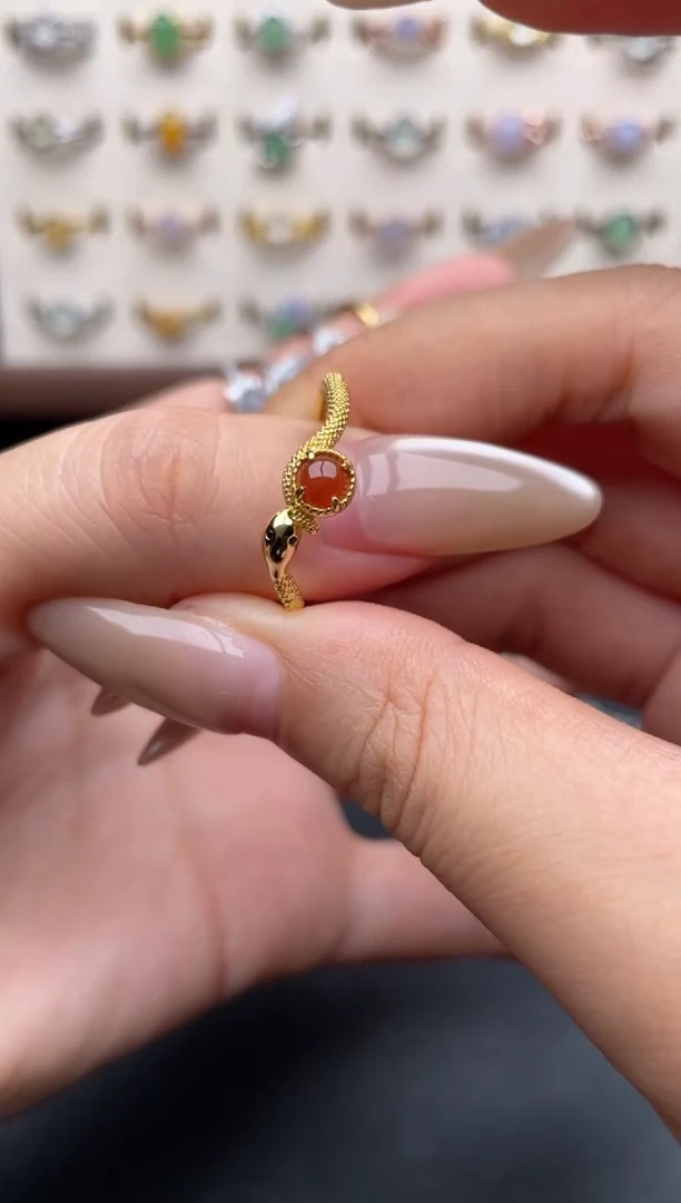 银S925镶嵌戒指翡翠一物一证一礼盒