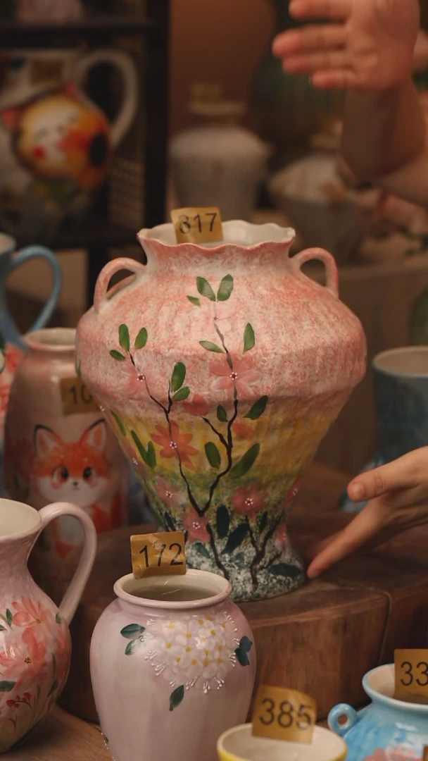 陶瓷317景德镇设计师手作花器摆件侘寂风
