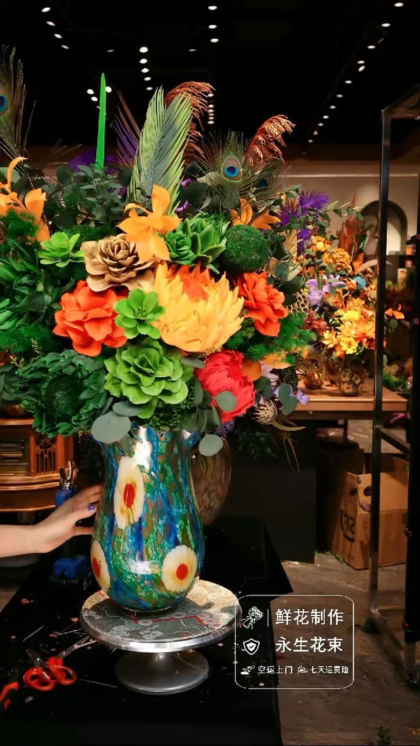 手工艺品琉璃手工花器花束空运包邮送货上门-以图片为准