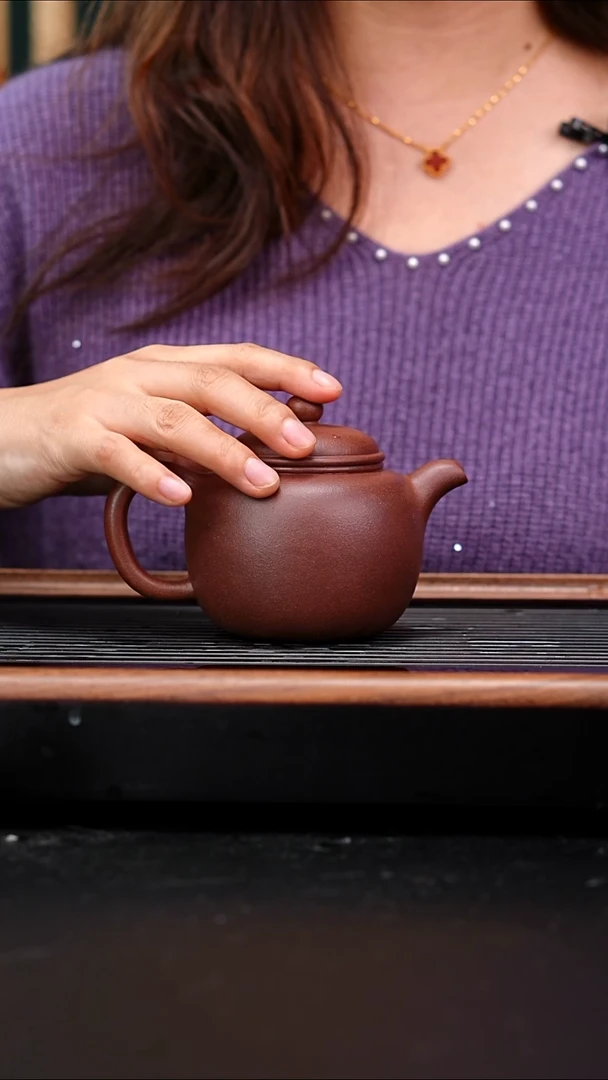茶壶紫砂全手工四号井底槽青匏尊260cc暗肝色