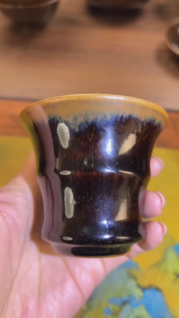 特色黑变蓝竹节杯