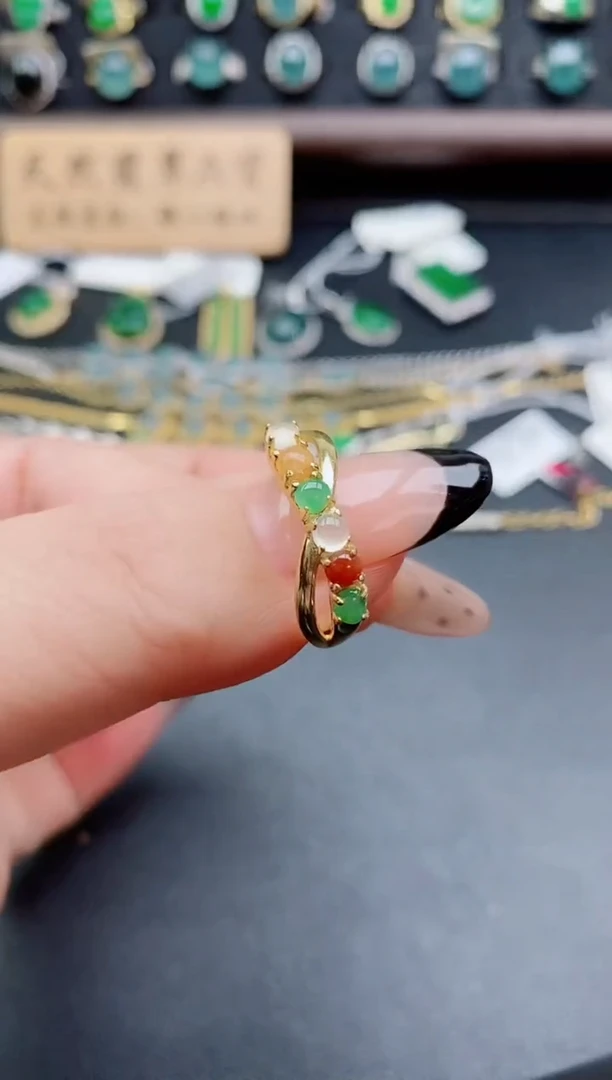 银S925镶嵌戒指翡翠1