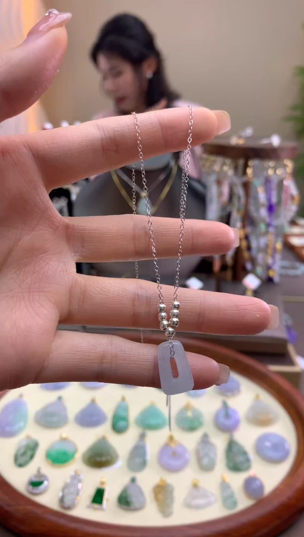 【闪购商品】翡翠颈饰银S925镶嵌项链