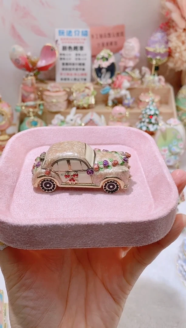 合金中古珐琅彩首饰盒摆件