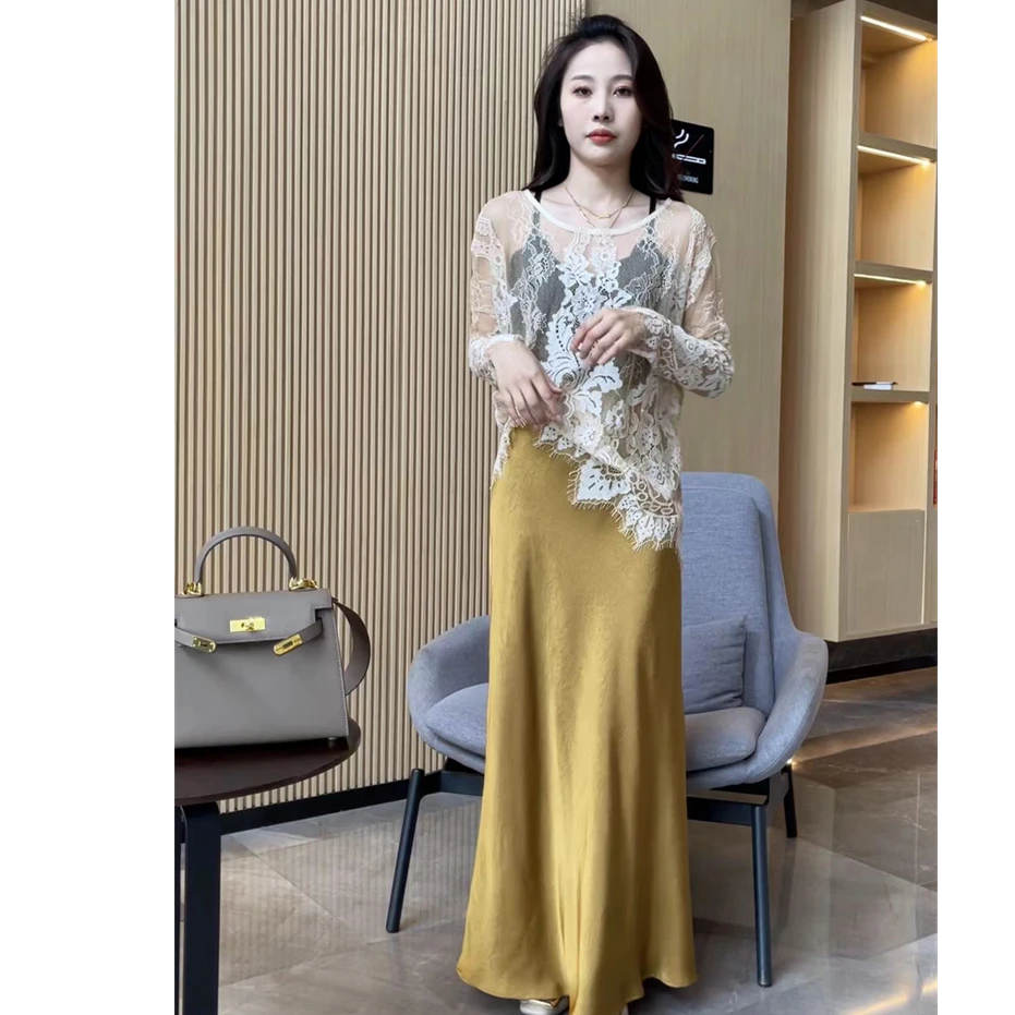 法式復古女气质垂坠感半身裙-1603