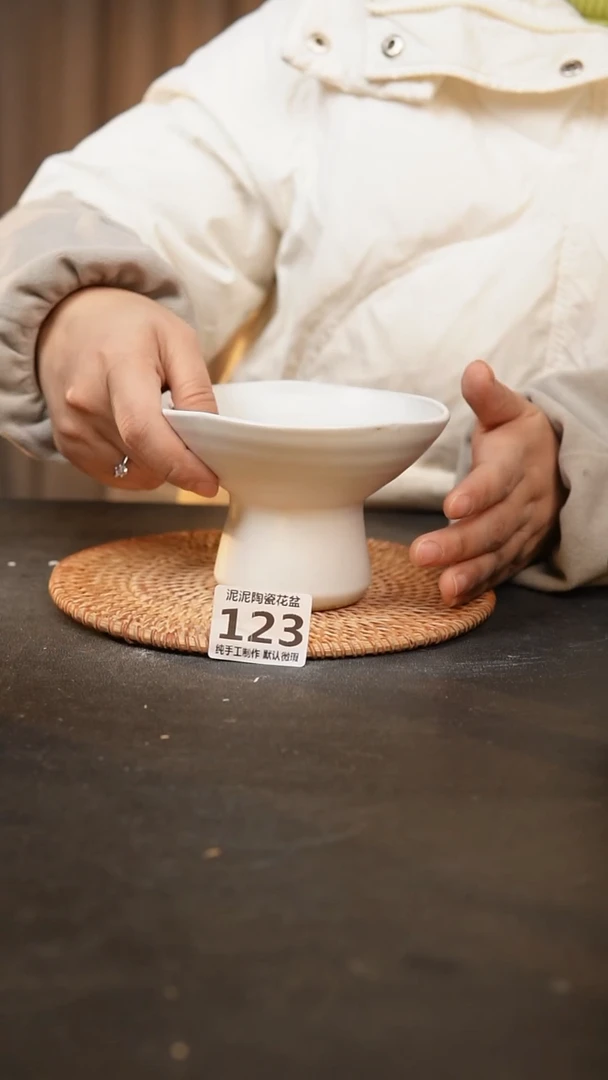 【闪购商品】瓷片123泥泥手工花盆口12高9