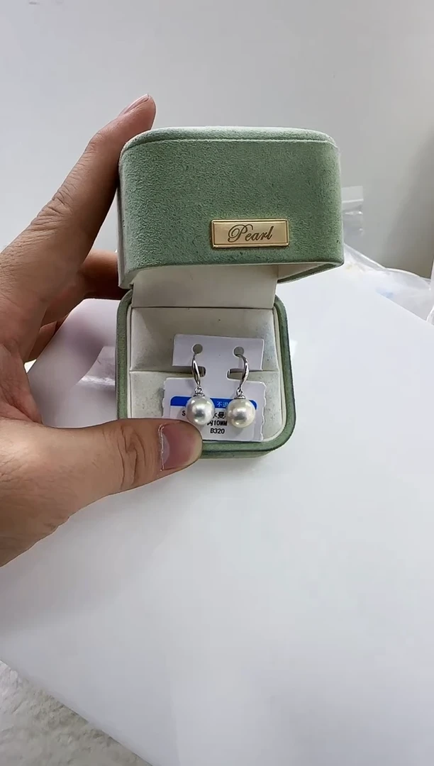 【闪购商品】淡水珍珠DA银S925镶嵌b320 白珠耳钩10