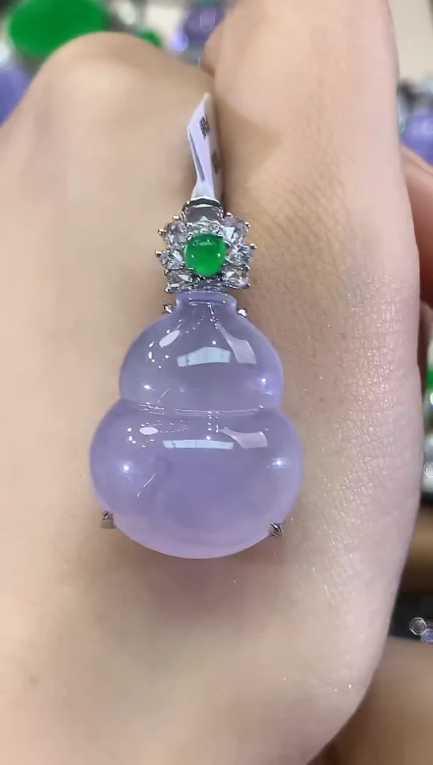 吊坠(不含链)18K金镶嵌翡翠C68 紫货有色差