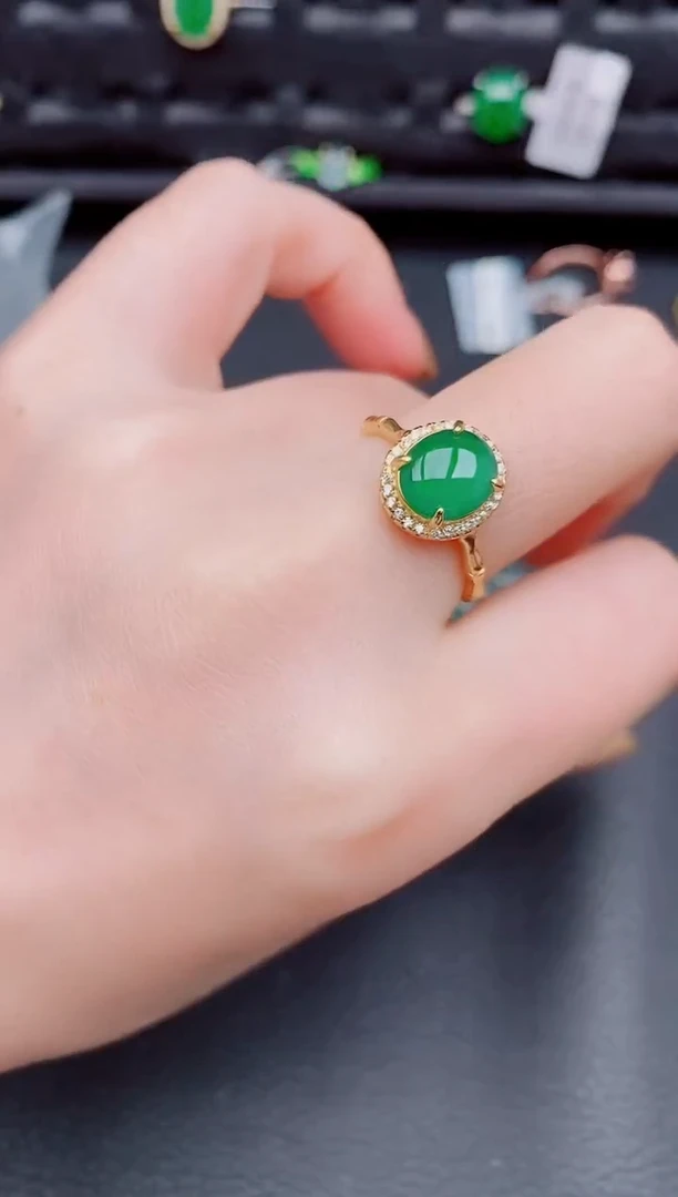 【闪购商品】翡翠戒指银S925镶嵌天然a货翡翠521