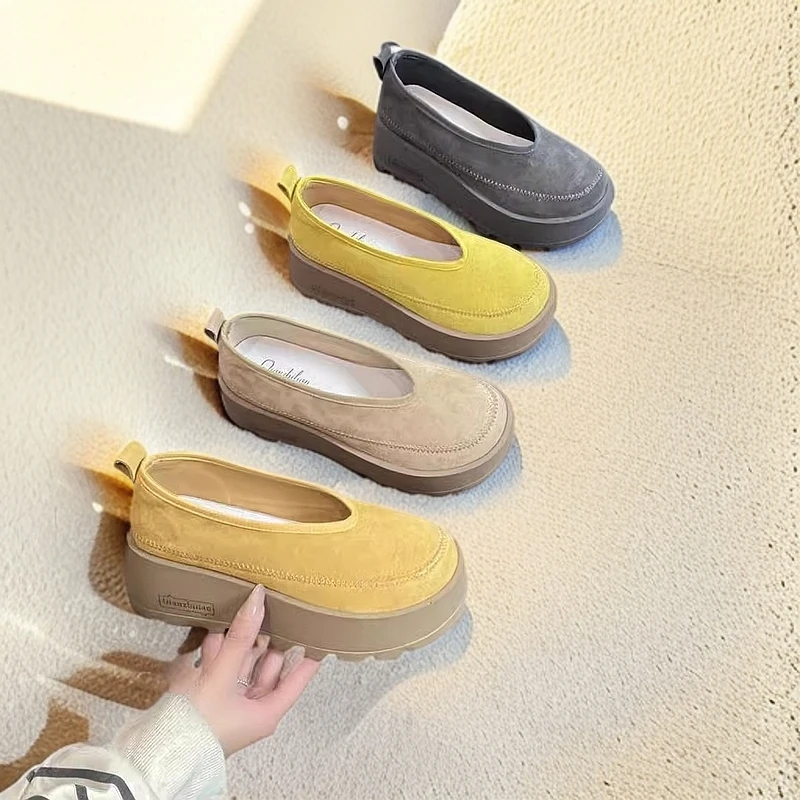 厚底松糕鞋女2025新款爆款超火百搭时尚气质增高一脚蹬乐福单鞋子
