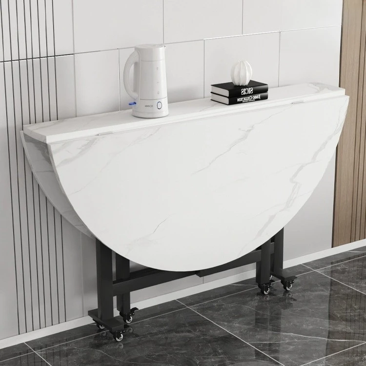 折叠圆桌家用租房小户型可移动折叠餐桌10人吃饭桌子大圆桌带转盘