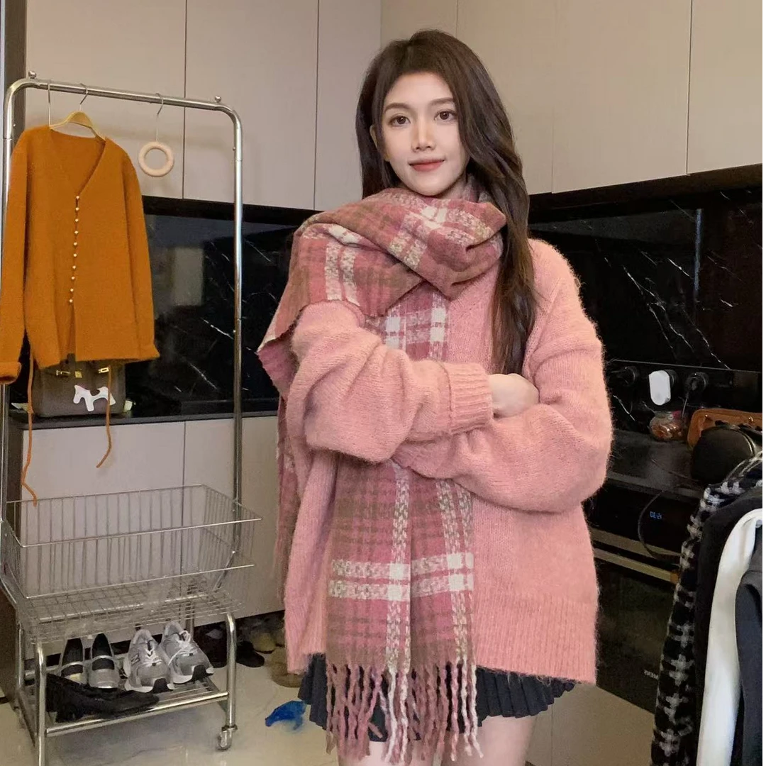 千鸟格围巾女时尚百搭